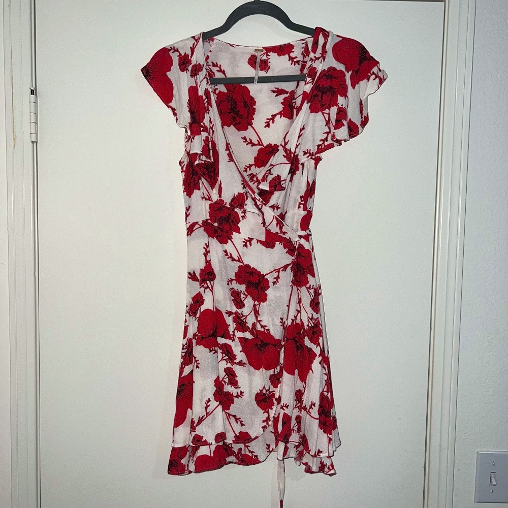 Free People  Ivory Floral Print Wrap Dress